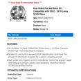 thumbnail image 2 of Rear Brake Pad and Rotor Kit - Compatible with 2002 - 2010 SC430 Base 2003 2004 2005 2006 2007 2008 2009, 2 of 2