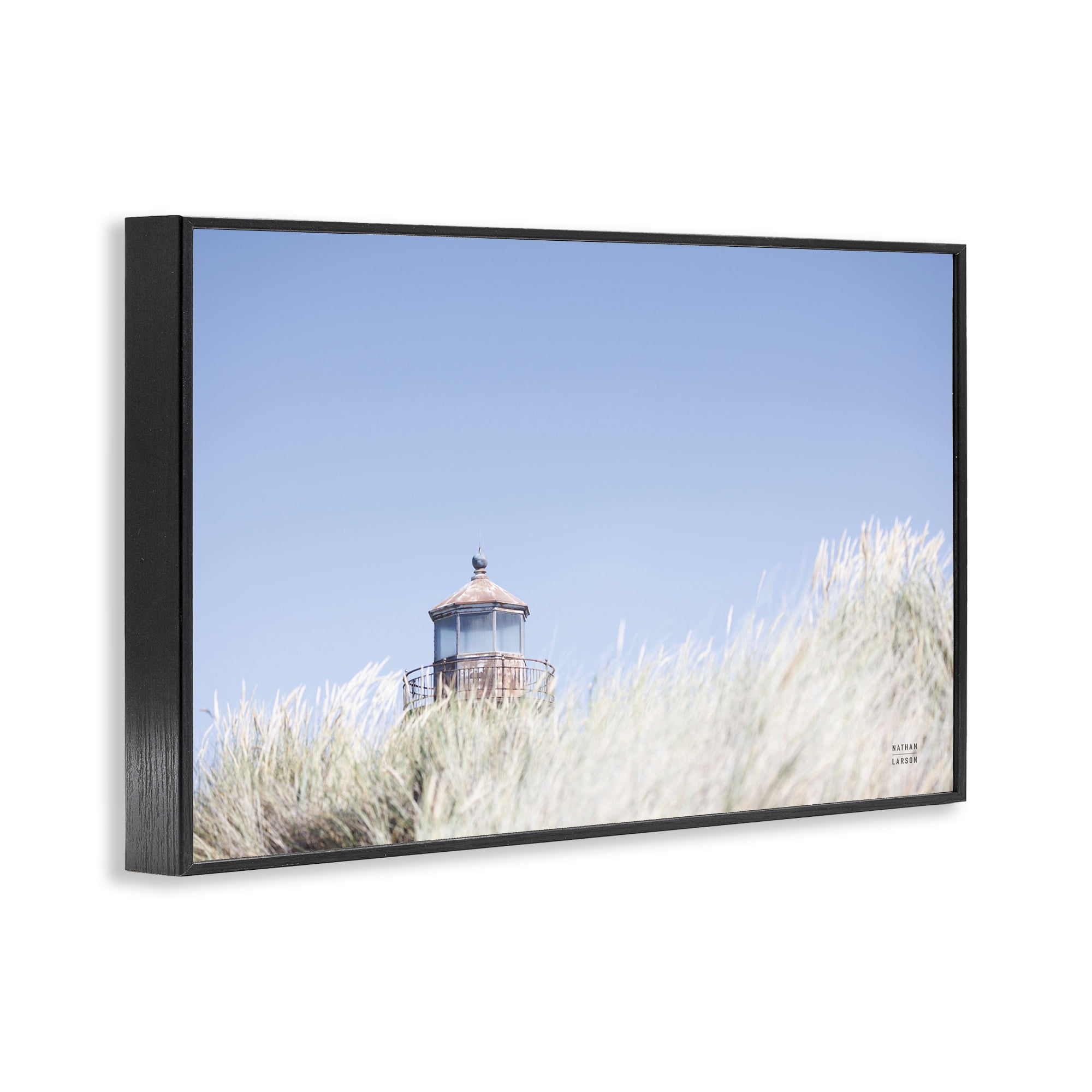 Stupell Industries Peering Over Lighthouse Landscape Photography Black Framed Art Print Wall Art, 18 x 12