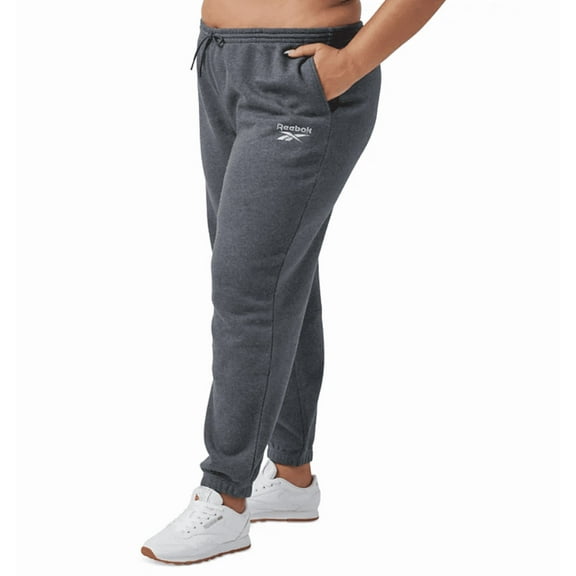 Reebok Plus Size Shine Fleece Jogger Pants, Grey, 1X