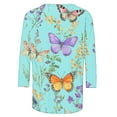 thumbnail image 5 of Butterfly 3/4 Sleeve Tops for Women Cute Plus Size Crewneck Tee Shirts Casual Loose Tunic Blouses, 5 of 5