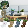 thumbnail image 1 of Pot de Plante Visage Pots de Fleurs Doubles en un pour Plantes d'Intérieur et d'Extérieur Jardinière Tête en Résine avec Trou de Drainage Pots de Plante Visage de Dame Mignonne, 1 of 6