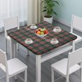 thumbnail image 3 of Green and Red Christmas Plaid Pattern Square Fitted Tablecloth with Elastic Edge,Square Table Cover,Washable Elastic Table Cover for Home Kitchen Party Decor 34"x34", 3 of 6