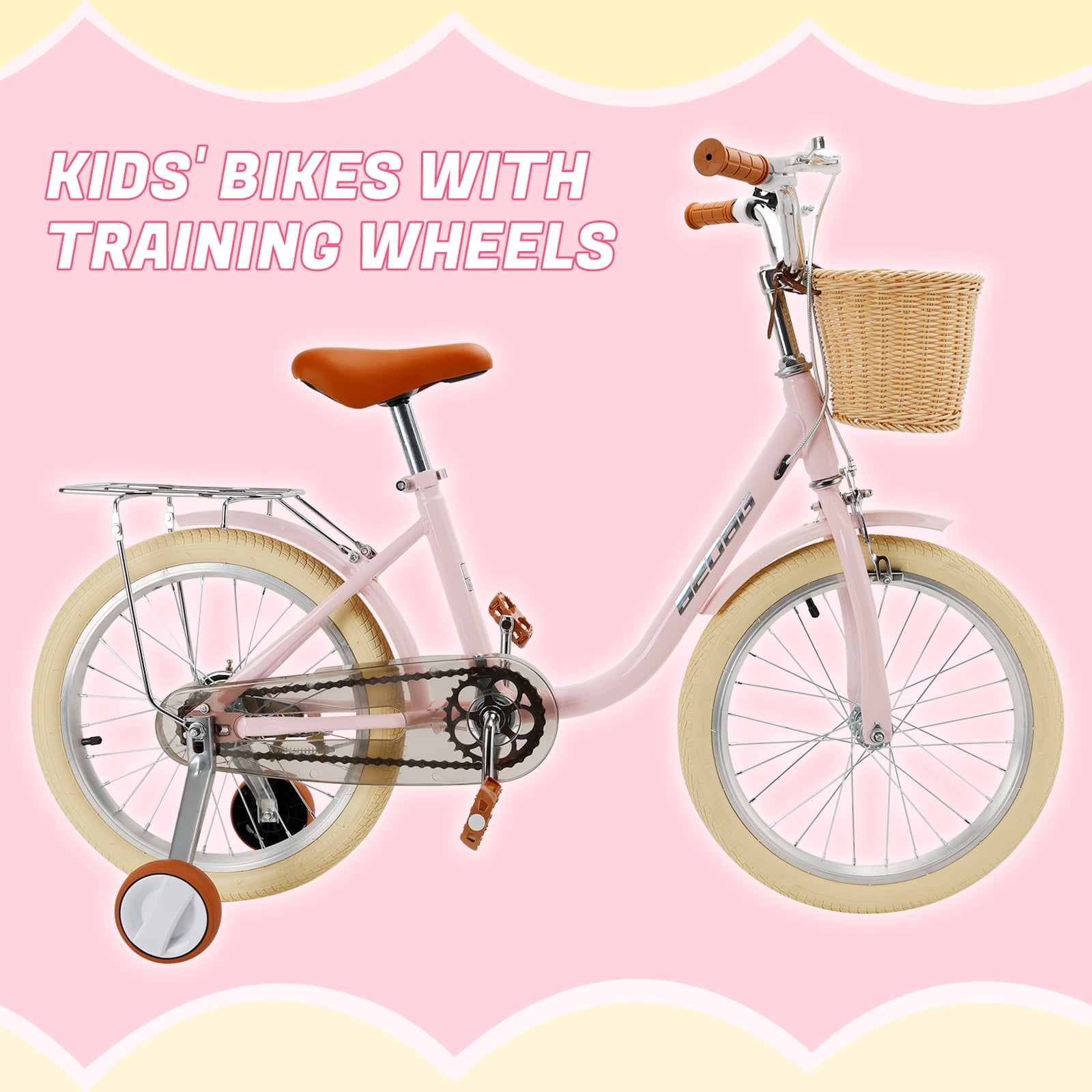 ARTUDATECH 18 Inch Kids Bike with Removable Training Wheels, Adjustable Seat, Steel Frame & Dual Brake, Kids Bicycle for 6-10 Years Old Toddler Girls Boys
