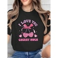 thumbnail image 1 of I Love You Cherry Much Print T-Shirt, Casual Crew Neck Short Sleeve Comfort Tee Top For Spring & SumCamisetas para mujer, lindas camisetas con estampado gráfico, de manga corta, estilo casual, para ve, 1 of 6
