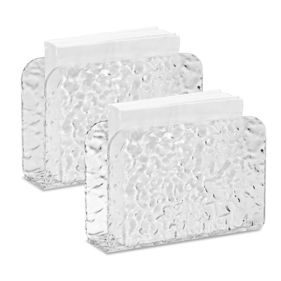 LELE LIFE 2Pack Acrylic Napkin Holder for Table, Crystal Clear Modern Paper Cocktail Napkin Dispenser for Kitchen Dinner Christmas