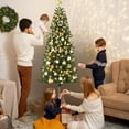 thumbnail image 4 of IDEALHOUSE, 7.5FT, Green, Slim Pencil Artificial Christmas Tree, Pre-Lit, Space-Saving Design, Warm White Bulbs, Metal Stand, Holiday Decor, 4 of 8