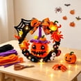 thumbnail image 6 of Halloween Decorations Saving, Light Up Halloween Themed Wreath Wall Hanging Ornament, Wall Hanging Garland, Spooky Porch Entryway Indoor Outdoor Mantel Halloween Holiday Party Scene Decoration Gift, 6 of 7