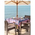 thumbnail image 3 of Outdoor Tablecloth with Umbrella Hole for Patio/Picnic/Party/Camping, 4th of July Waterproof Table Cloth Square Cover Washable, Independence Day Blue Red Plaid Gnomes (60"x 60"), 3 of 9