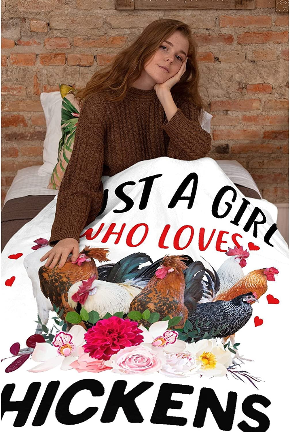 Just A Girl Who Loves Chicken Blanket,Flannel Throw Blanket Ultra Soft Micro Lightweight Flannel Blanket Bed Couch Living Room All-Season 80"x60"