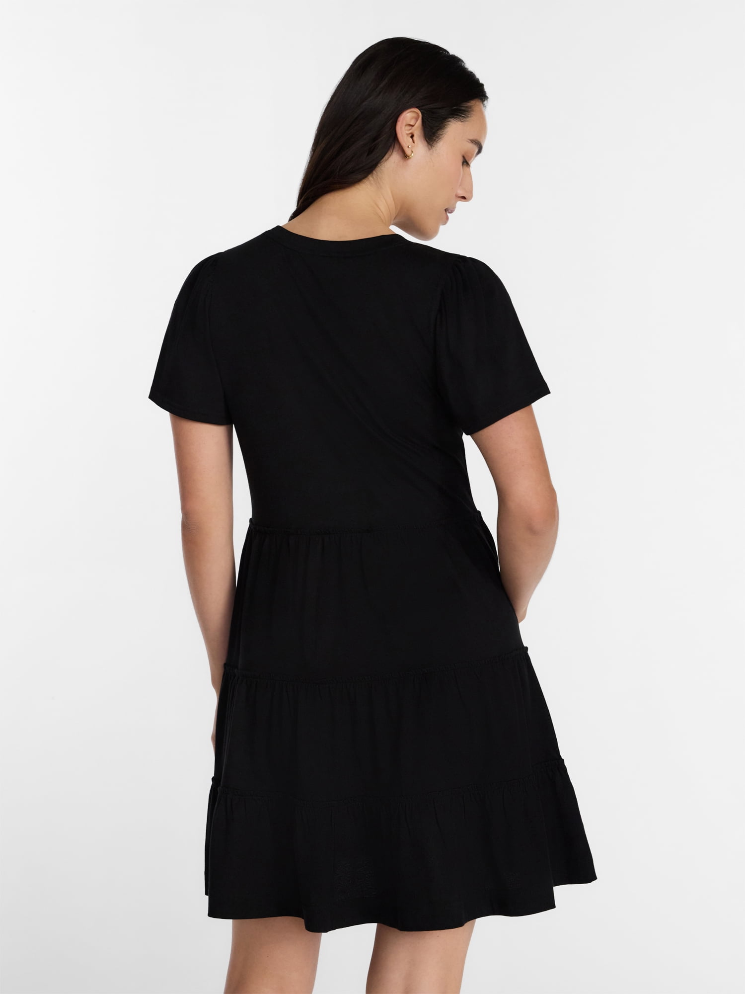 Time and Tru Women's and Women’s Plus Cotton Swing Dress with Short Sleeves, Sizes XS-4X