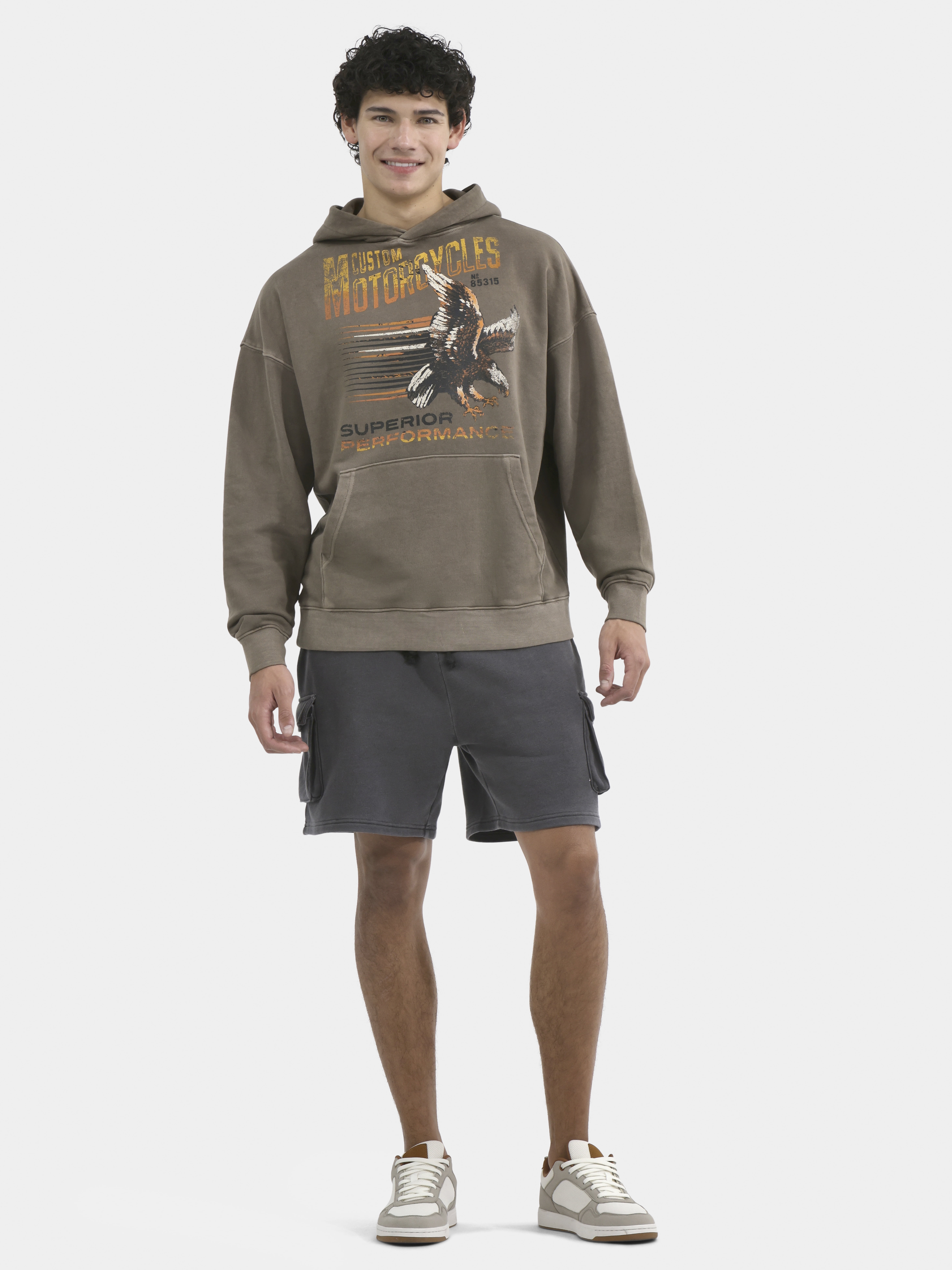 No Boundaries All Gender Oversized Graphic Hoodie with Long Sleeves, Men's and Big Men’s