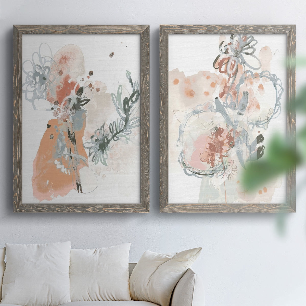 Petal Drift I - Premium Framed Canvas 2 Piece Set - Ready to Hang