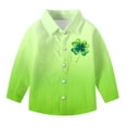 thumbnail image 4 of St. Patrick's Day Shirts Boys Girls Lapel Button Down Long Sleeve Print Tops Holiday Casual Stylish Cardigan (5-6 Years, Green-A), 4 of 7