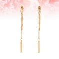 thumbnail image 6 of HINTRMENT 1 Pair Golden Tassel Earrings Copper Minimalist Long Dangle Chain Design For Party, 6 of 8