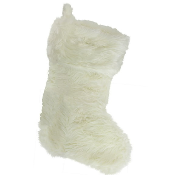 Northlight 20" Ivory White Soft Faux Fur Decorative Christmas Stocking