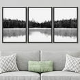 thumbnail image 3 of PixonSign Framed Wall Art Set Woodland Nursery Decor Black and White Forest with Lake Nature Abstract Traditional Home Artwork Decoration for Living Room, Bedroom, Office - 16"x24"x3 Black, 3 of 5