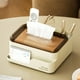 thumbnail image 4 of Caja rectangular beige para pañuelos con compartimento de almacenamiento,organizador de escritorio multifuncional para mando a distancia y material de oficina (1 unidad) Rkxzt, 4 of 7