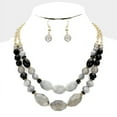 thumbnail image 3 of Pierced gold, gray & black bead two row necklace and earring set, 3 of 4