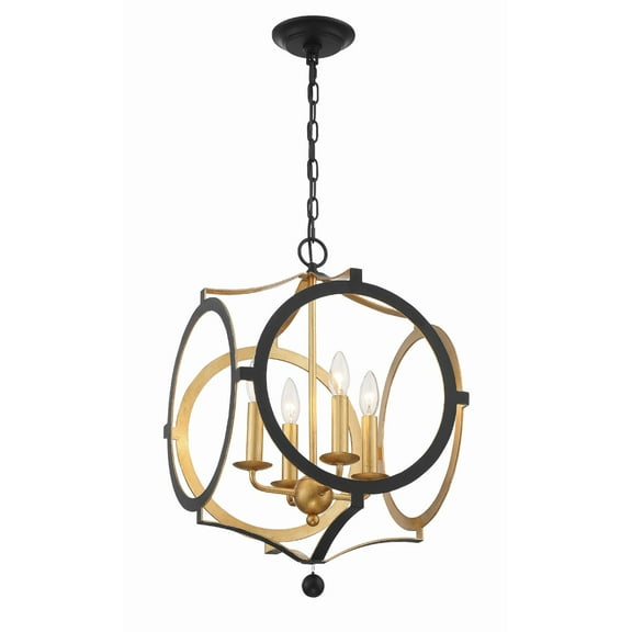 ODE-704-BK-GA Crystorama Lighting Odelle - Four Light Chandelier in Classic Style - 20 Inches Wide by 20 Inches High-Matte Black/Antique Gold Finish