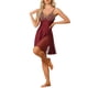 thumbnail image 2 of Noche de inspiración CHIC Lencería de mujer Babydoll de satén con inserciones de malla Vestido mini chemise S Burdeos, 2 of 6