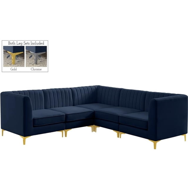 Meridian Furniture Alina Sectionnel Modulaire en Velours Bleu Marine