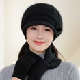 thumbnail image 5 of UTSJKR Winter Hats for Women Windproof Ear Protection Fleece Beret Hat Chunky Knitted Scarf 2 Piece Sets Outdoor Cold Weather Black, 5 of 7