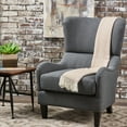 thumbnail image 4 of Contemporary Style Armchair With Foam + Pocket Spring Seat For Reading - Charcoal Upholstered Wingback Solid Birch Legs And Fabric Living Room Bedroom Furniture, 27''wx32.6''dx38.55''h, Filled, 4 of 5