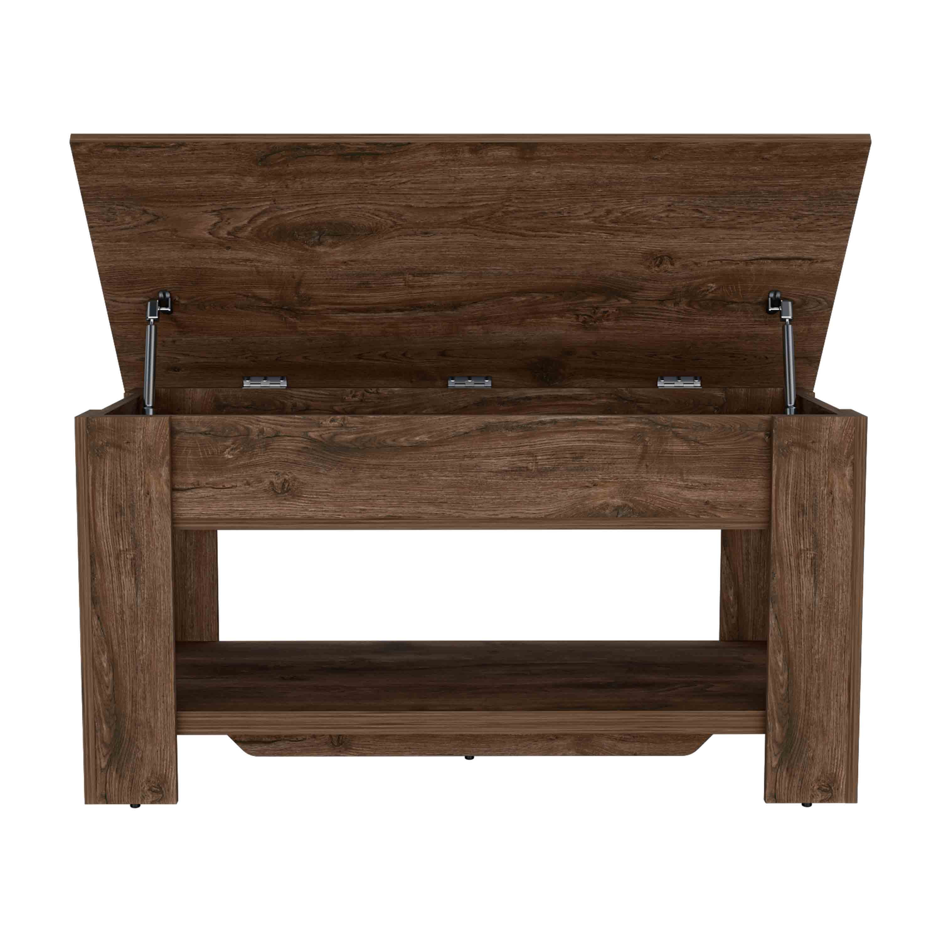 Storage Table, Four Legs, Lower Shelf, Dark Brown