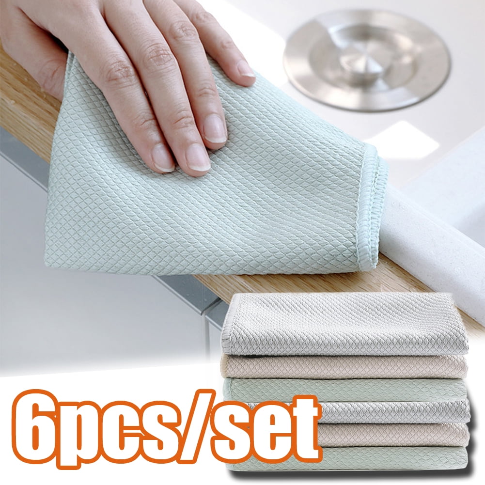 Travelwant 4Packs Microfiber Cleaning Cloth Dish Towels, Double-Sided Dish  Drying Towels，Reusable Household Cleaning Cloths for House Furniture Table
