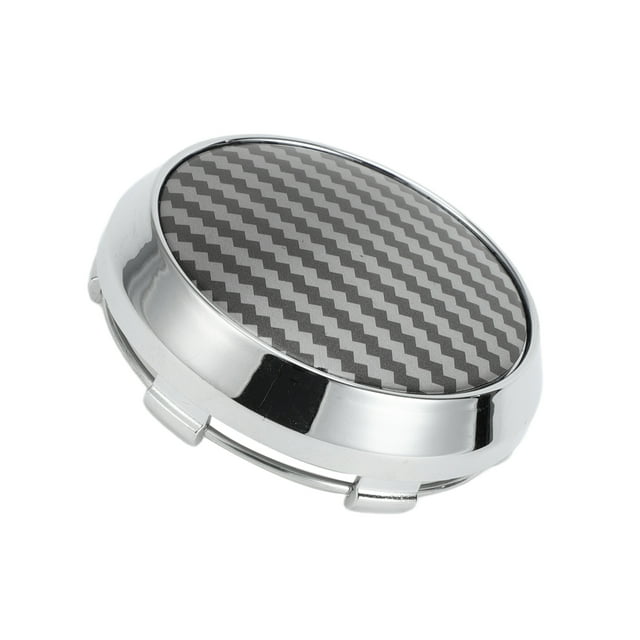 Tapa de centro de rueda Unique Bargains de 68 mm tono plateado 1 pieza con adhesivo de patrón de fibra de carbono negro