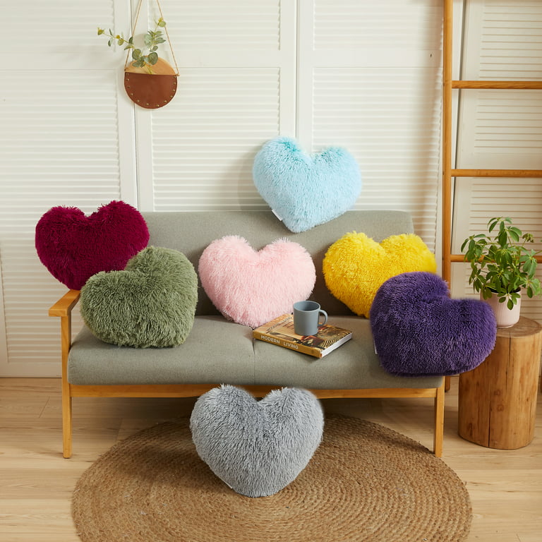 Soft Plush Heart Pillow Cover Plush Heart-shaped Pillowcases Fluffy  Decorative Throw Pillows Gifts for Women Girls for Christmas - AliExpress