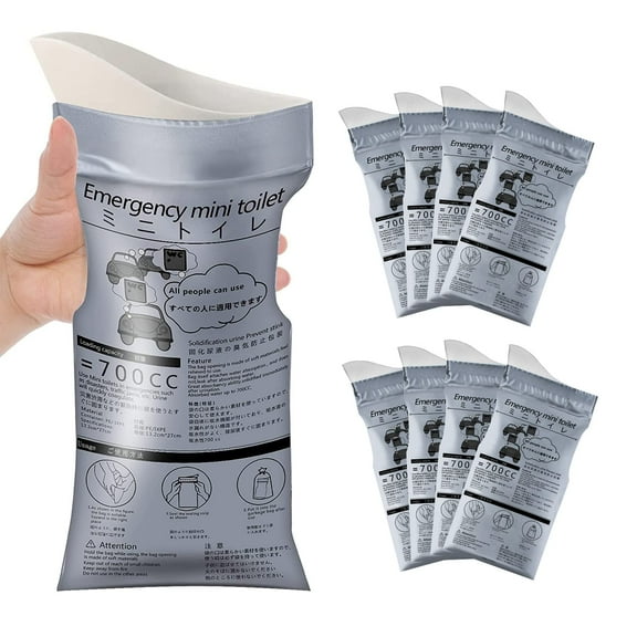 Moodooy Disposable Urinal Bags, 24 Pack Emergency Urine Bags, Portable Camping Pee Bags, Travel Pee Bags, Traffic Jam Emergency Portable Urine Bag, Vomit Bags, for Men Women Kids Patient - GREY-8