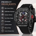 thumbnail image 2 of Watches for Men Multifunction Moon Phase Calendar Wrist Watches Luxury Quartz Waterproof Watch with Silicon Strap Gift for man, 2 of 8