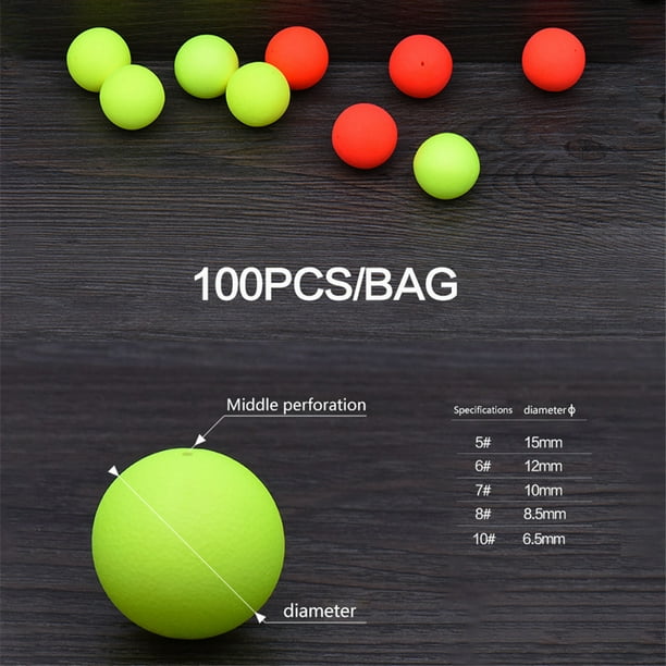 Leadingstar 100pcs Foam Floats Ball Beads Beans Fishing Float Fishing Tackle Red 4#(100 Pieces)