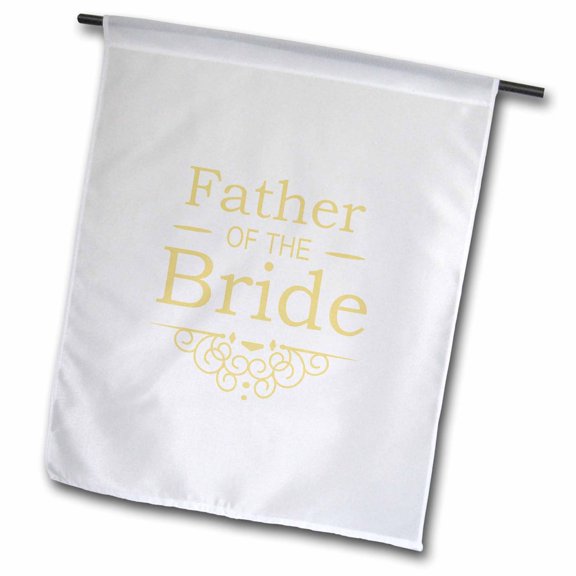 3dRose, Father of the Bride for gold Wedding - part of matching marriage party ceremony set - elegant swirls, 12 x 18 inch Garden Flag