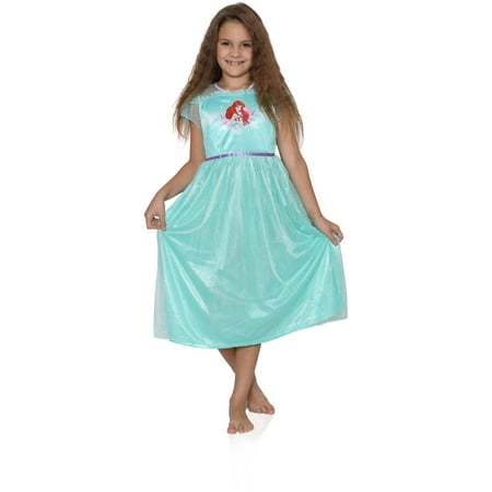 The Little Mermaid Ariel Girls Fantasy Gown Nightgown Pajamas (Toddler ...