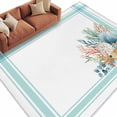 thumbnail image 2 of Marine Life Washable Living Room Rugs 5'x8', Starfish Shell Coral Green Striped Eucalyptus Leaves Low Pile Throw Large Area Rug Non-Slip Sturdy Edge Binding Carpet for Living Room Kitchen Office, 2 of 9