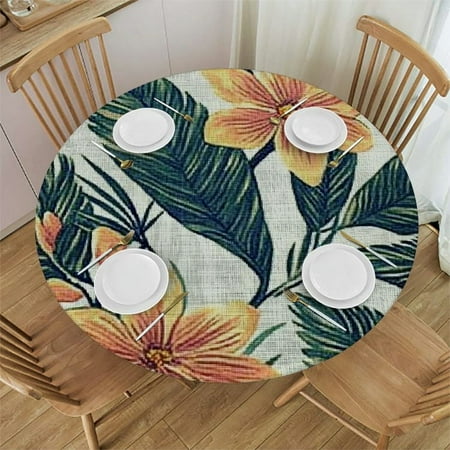 

Autua Flowers Leaves Pattern Round Tablecloth Stain-Resistant Waterproof for Outdoor Picnic Camping and Indoor Dining Party 42 -46
