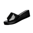 thumbnail image 6 of Xucatan Women's Floral Embroidered Detail Wedge Mules, Round Toe Open Toe Platform Slippers with Padded Insole, Chunky Heel Casual Summer Sandals, Versatile Solid Color Design for Beach Outdoor Gift, 6 of 8