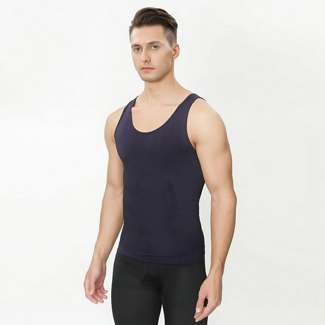 Chaleco fino moldeador para hombre, ropa interior sin costuras, camiseta ajustada para el abdomen, camiseta deportiva básica