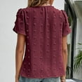 thumbnail image 3 of SXCXLSA Women's Tulip Sleeve Jacquard Top, Crewneck Casual Short Sleeve TShirt, 3 of 3