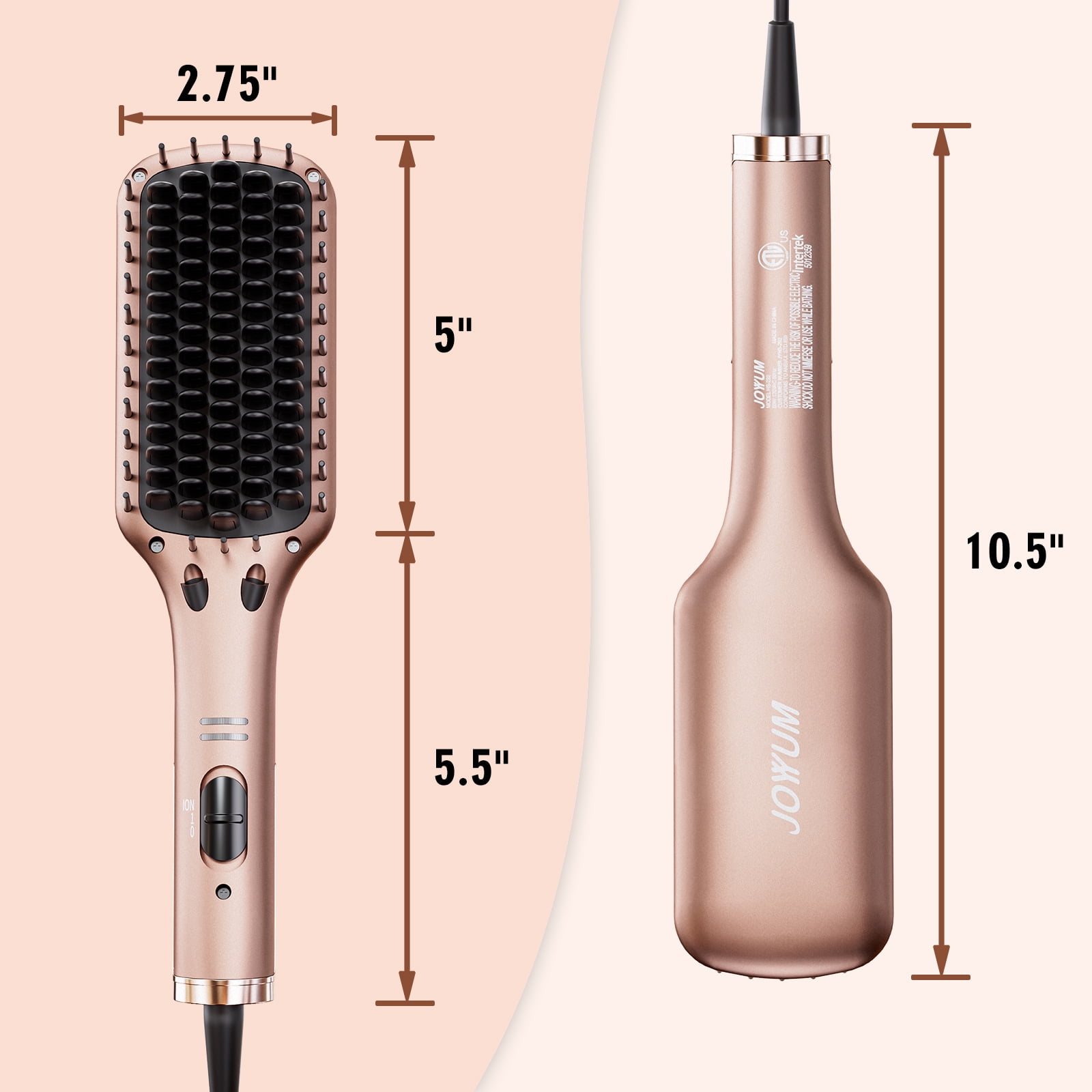 JOYYUM Hair Straightener Brush Ionic Hair Straightening Brush for Home Salon with PTC Fast Heating Tech Rotatable Power Cord Walmart