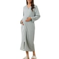 thumbnail image 4 of INSPIRE CHIC Women's Zip Up Nightgowns Long House Robe Long Sleeve Hooded Sweatshirt Loungewear with Pockets M Grey, 4 of 6