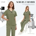 thumbnail image 2 of VIAOLI Scrubs Sets for Women - Stretch V-Neck Top & Drawstring Pants Medical Uniform, 10 Colors, 2 of 6