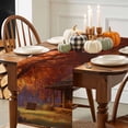 thumbnail image 4 of Fall Table Runner Thanksgiving Autumn Forest Swing Table Runners Orange Maple Leaves Cabin Cotton Linen Dresser Scarf Kitchen Dining Table Decor for Fall Holiday Party Decor 13x72 Inch, 4 of 9