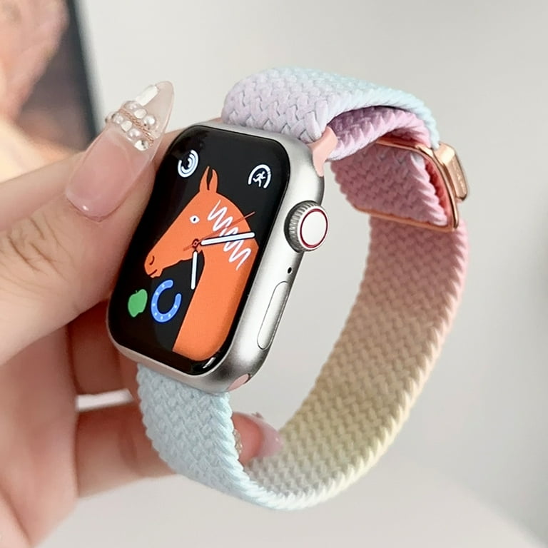 【色:バイオレット】Braided Band for Apple Watch S Braided Stretchy Strap Compatible with Apple Watch Band