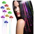 thumbnail image 1 of Luces LED para el cabello, 10 pinzas para el cabello LED de fibra óptica iluminadas para fiesta, barra de baile con horquilla, pinza para el cabello, trenza multicolor para pinzas para el cabello Flash Rojo Verde, 1 of 5