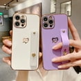 thumbnail image 4 of Dteck Compatible with iPhone X/XS Case Soft TPU Heart Plating with Adjustable Wristband Kickstand Anti-Scratch Shockproof Protective Slim Thin Cover for Women Girls For iPhone XS/X,Mint, 4 of 6