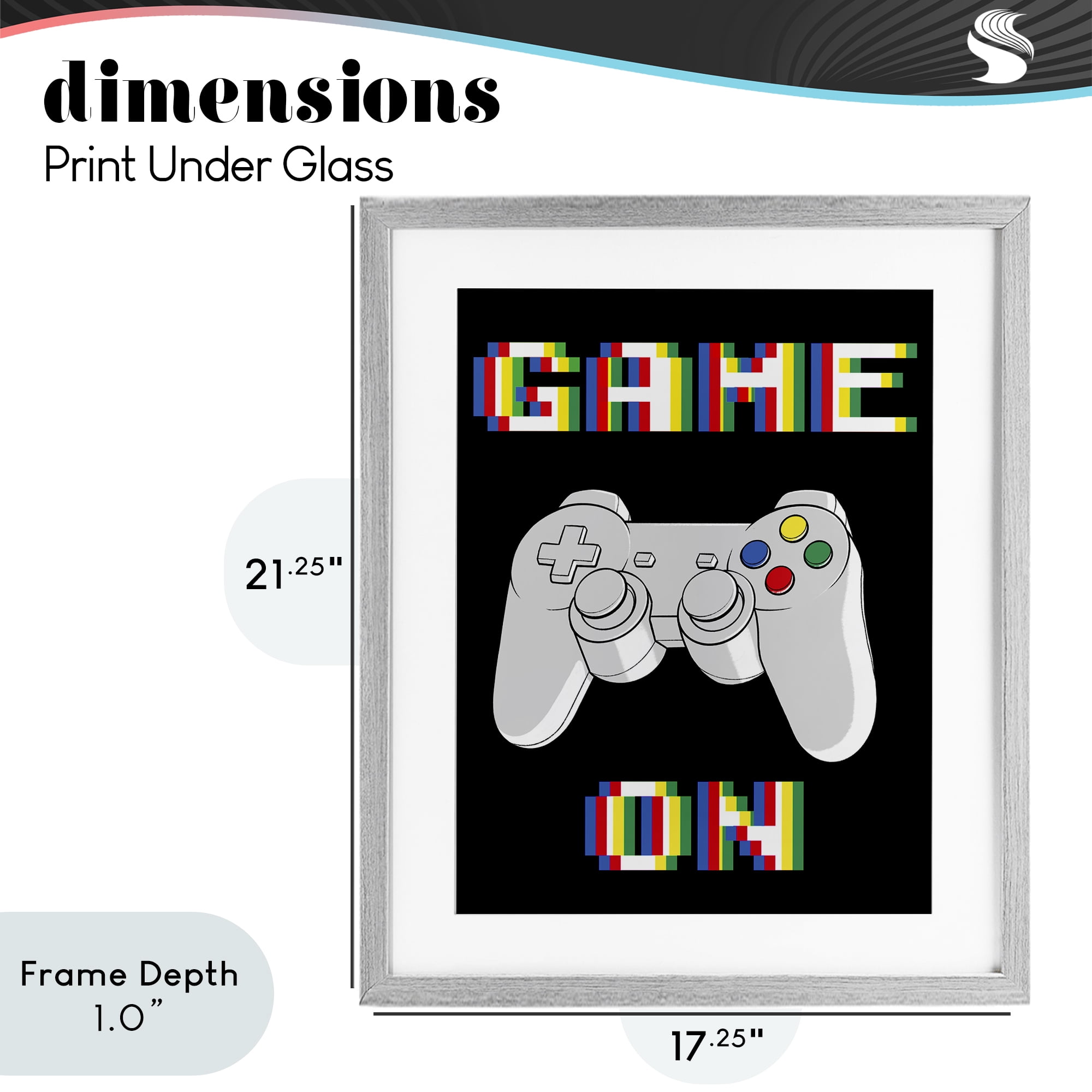 Stupell Industries Colorful Digital Game On Gray Framed Print Under Glass, design by Marcus Prime