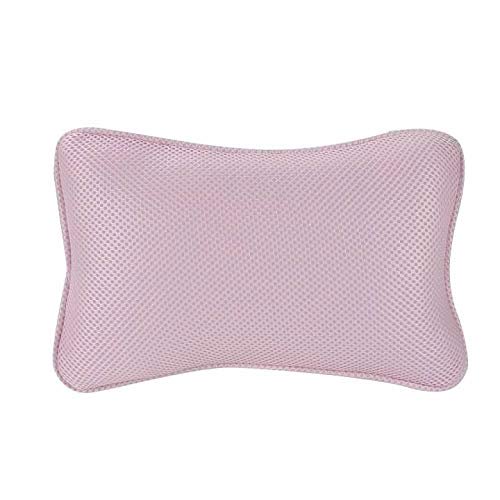 Almohada de baño para bañera, antideslizante, transpirable, suave, cómodo soporte para la cabeza y el cuello, lavable a máquina, 2 ventosas (rosa claro) JFHHH pequeña